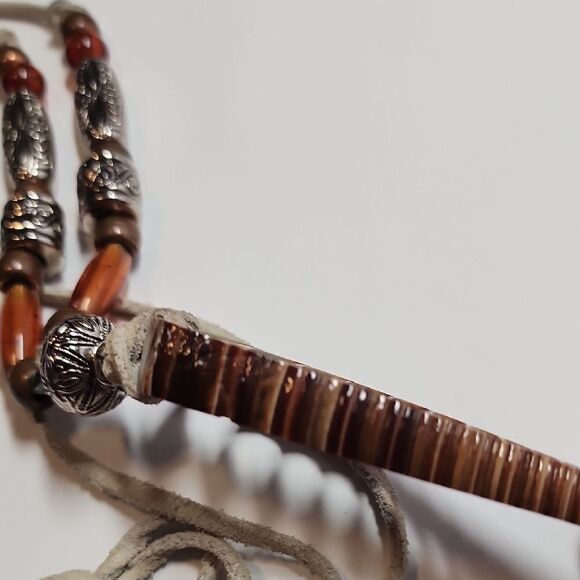 Bohemian Shell Pendant Necklace with Silver Accents - Picture 5 of 5